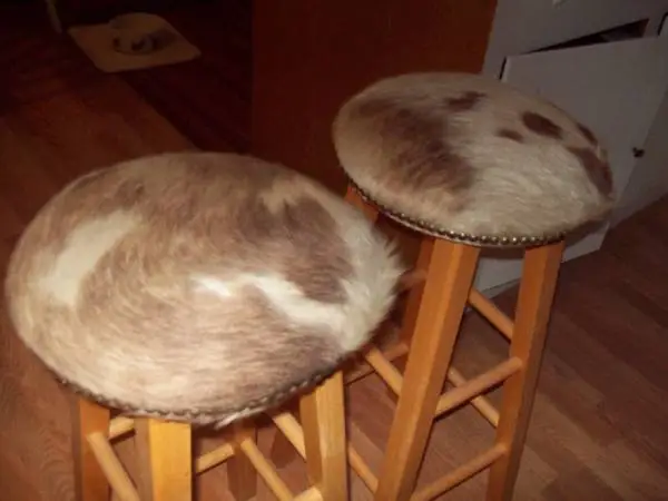 2 Beautiful Bar Stools-Real Cow Hide Seats With Nail Head Trim-2-