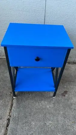1 nightstand side & end table metal frame wooden blue L16”*D12”*H22”(addre
