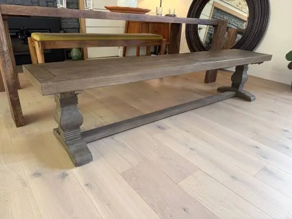 Long bench! Kinston Solid Wood Bench in Distressed Brown