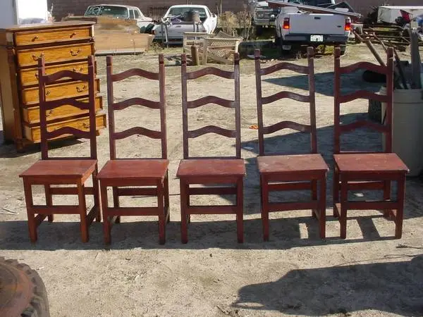ladderback chairs set of 5 solid wood