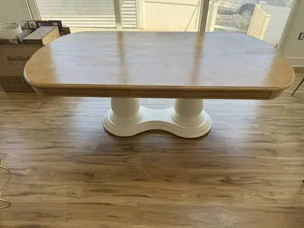 Elegant Dining Table - White/Cream & Natural Wood