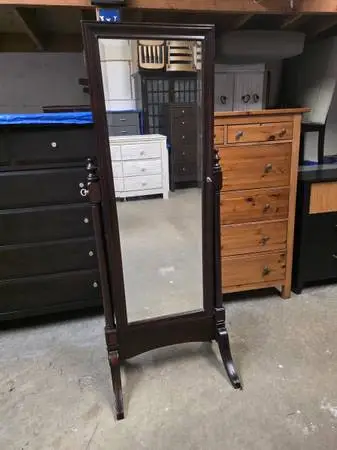 Modern Dark Cherry Standing Jewelry Mirror