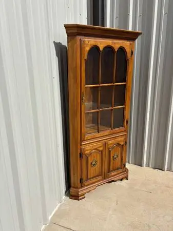 Beautiful 5 Shelf Solid Maple Corner Curio Cabinet