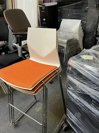 Tall Bar Ht Chairs--White-Orange Seating