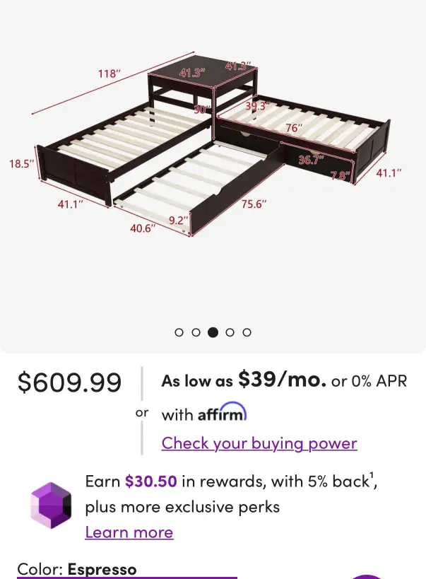 L-Shaped Platform Bed With Trundle And Drawers Linked With Built-In Desk,Twin