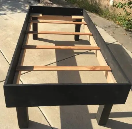 CUSTOM ALL WOOD TWIN BED FRAME WITH CUSTOM HEADBOARD