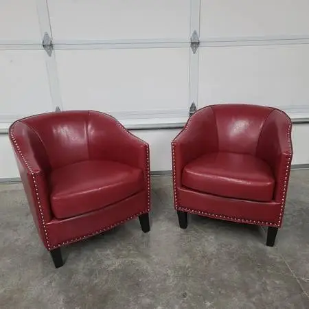 Red Nailhead Accent Chairs