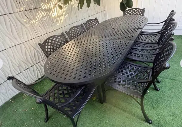 9pc New Heavy Cast Aluminum Extendable Outdoor Patio Dining Table Set