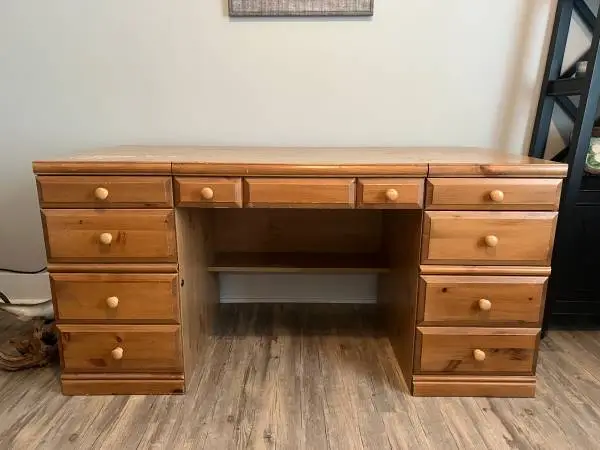 Solid Wood 9 drawer desk