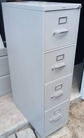 HON,4-Drawer,Letter-Size File Cabinet,Stone Gray,Rails,Lock-Key,X Deep