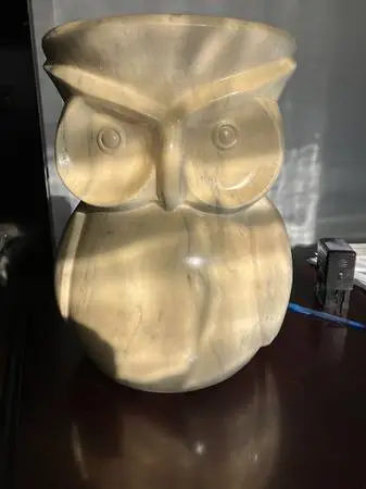 Ceramic Faux Marble End Table Owl Shape