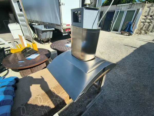 36W SS GE Monogram Chimney Range Hood Model # ZV850SB3SS Used