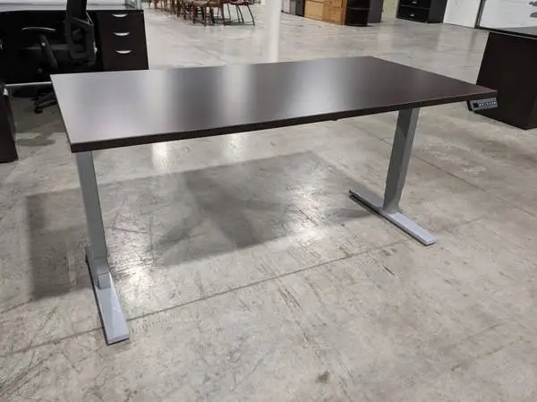 *4 NEW Espresso Bevel Edge 60w x24d Sit Stand Height Adjustable Desk