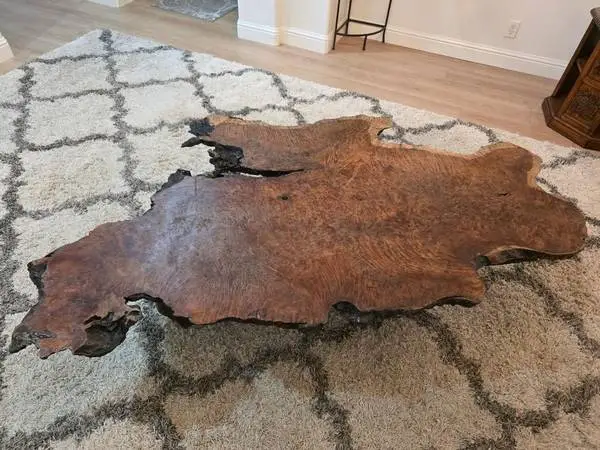 Handcrafted 1960s Vintage Redwood Centerpiece Coffee Table