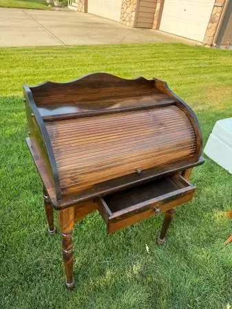 Beautiful Solid Wood Antique Roll Top Secretary Style Desk:)!
