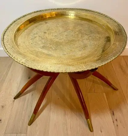 1960s Hong Kong Brass “Spider Leg” Coffee Table – Folding Base