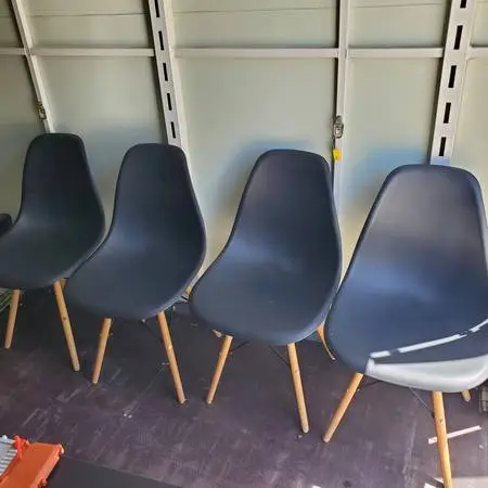 Mid Century Dining Chairs Set of Four Black Shell