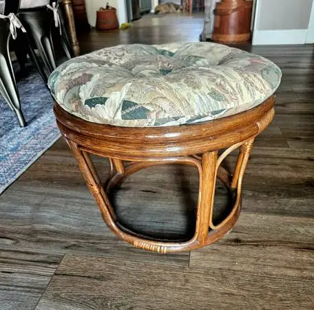 Vintage Rattan Ottoman