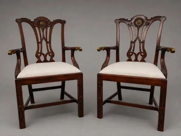 Vintage Chippendale Style Armchairs by Maitland Smith