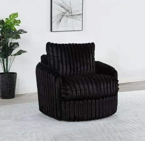 **Corduroy Upholstered Swivel Accent Arm-Chair Black**