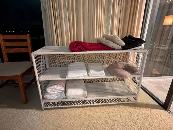 White Wicker Long Shelf
