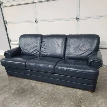 Gorgeous Navy Blue Leather Sofa