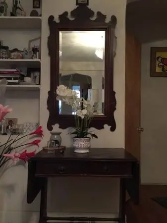 Antique Solid Wood Console Table with Matching Wall Mirror