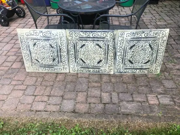 vintage decorative 24” x 24” metal tin square art wall hangers
