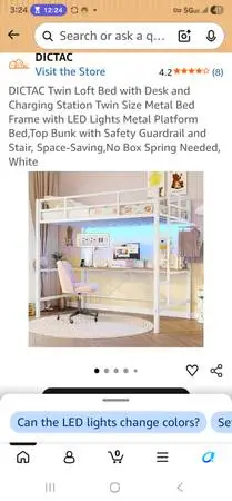 Twin loft bed with desk and charging station