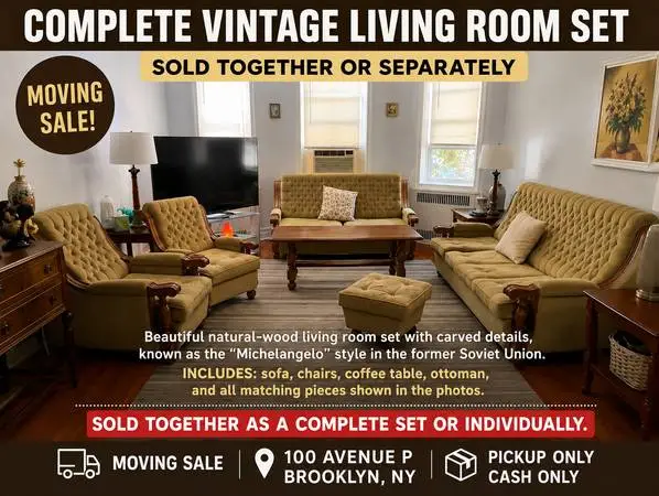 Complete Vintage Living Room Set – Sold Together