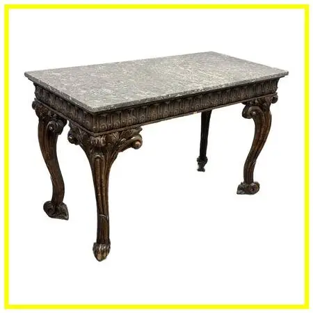 Antique Carved Wood Marble-top Console Table, 19th Century