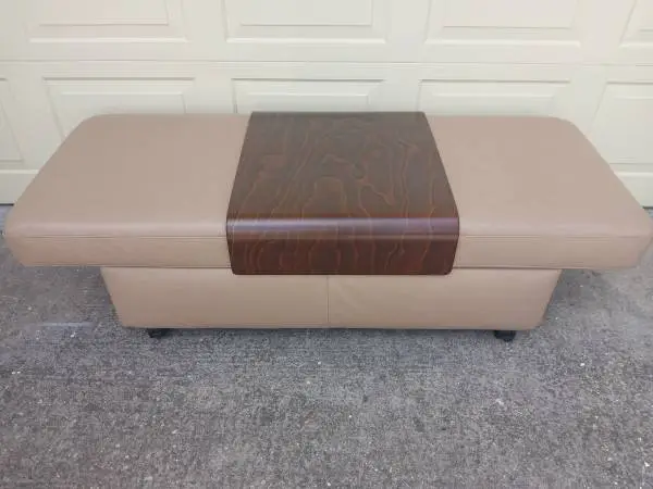 EKORNES STRESSLESS DOUBLE OTTOMAN AND TABLE with STORAGE SPACE