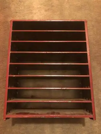 vintage mcm industrial heavy metal steel metal mail organizer shelf