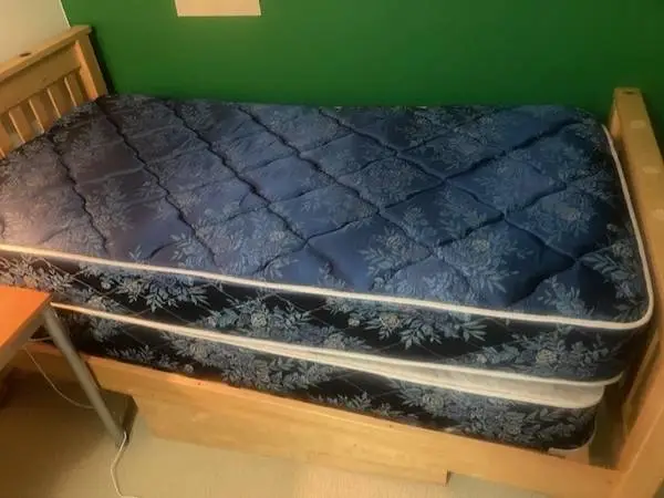Twin Bed w/ Frame, Headboard & Roller Drawer