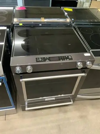 **KITCHENAID BLACK STEEL ELECTRIC SLIDE IN STOVE**ON SALE NOW**