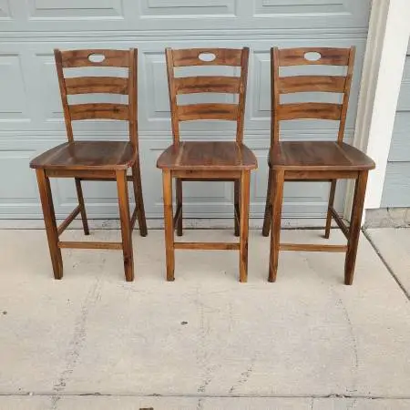 Counter Height Bar Stools Set of 3 Solid Wood 24