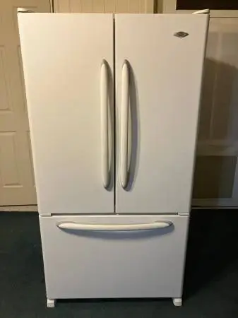 French Door Bottom Freezer White Refrigerator with ice Maker