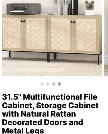 2 x Brand new in box modern wooden rattan cabinet storage