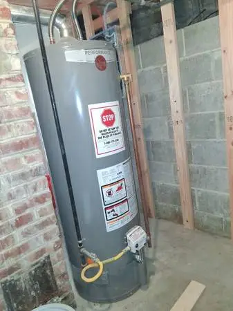 Rheem NG hot water heater with installation