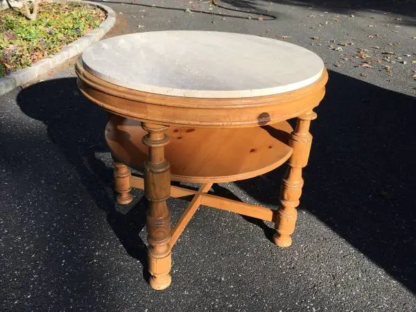 32 Baker Milling Road USA Made Distressed Table w/ Italian Marble Top