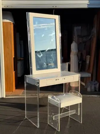 Vintage Retro Lucite Vanity / Desk + Chair