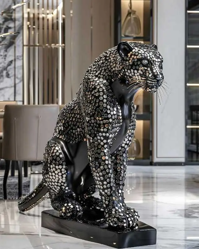 Sitting black panther luxury home decor
