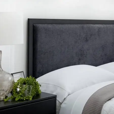 New in the box, Queen Navy Headboard with metal trim