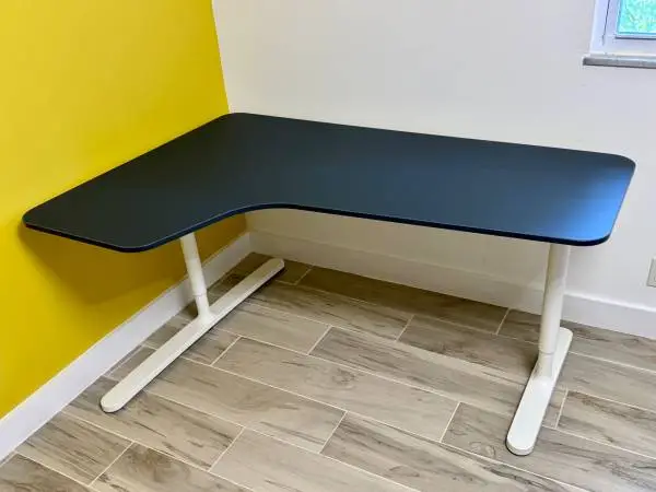 IKEA BEKANT L-Shaped Desk - Blue Top, White Legs - Like New