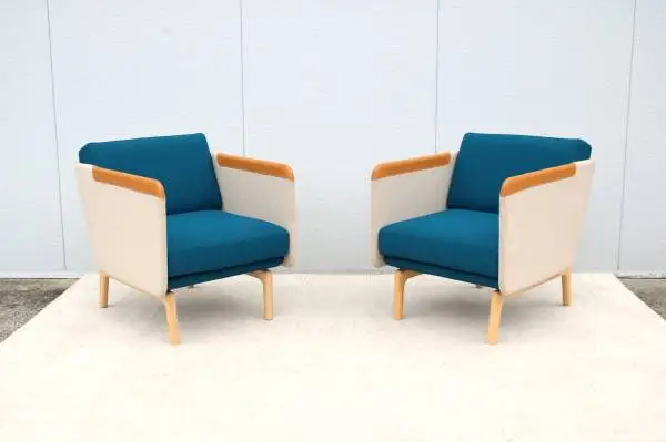 Modern Roger Webb for OFS Heya Wool Lounge Chairs - a Pair