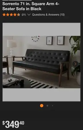 12 - 13 Sorrento 2 and 3 -Seater black leather Loveseat