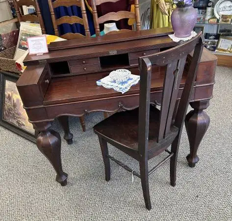 ANTIQUE SPINET DESK AND CHAIR