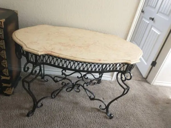 Vintage Iron & Marble Console Table