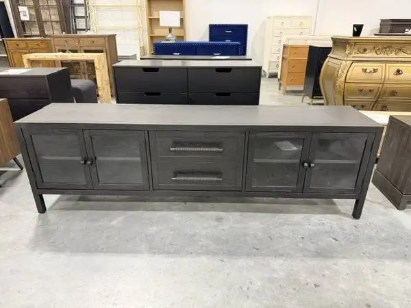 Four Hands 84 Haiden Laker Media TV Console Black Oak Solid Wood