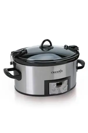Crock-Pot Programmable 6 Quart Cook & Carry Slow Cooker, Stainless Steel